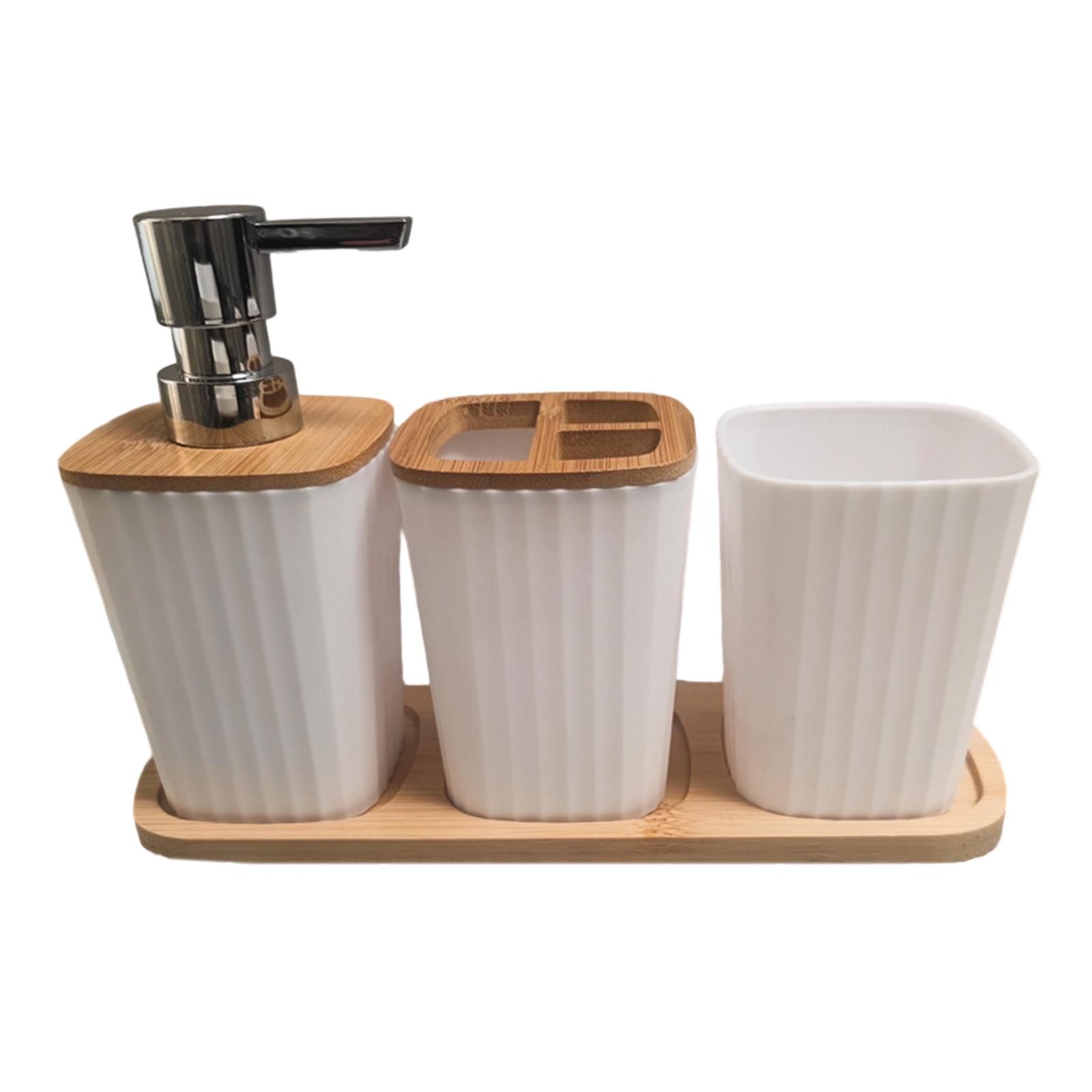 

Элегантный набор аксессуаров для ванной комнаты 4 шт. серый гидравлический дозатор для шампуня стакан держатель для зубных щеток стакан для полоскания рта белый