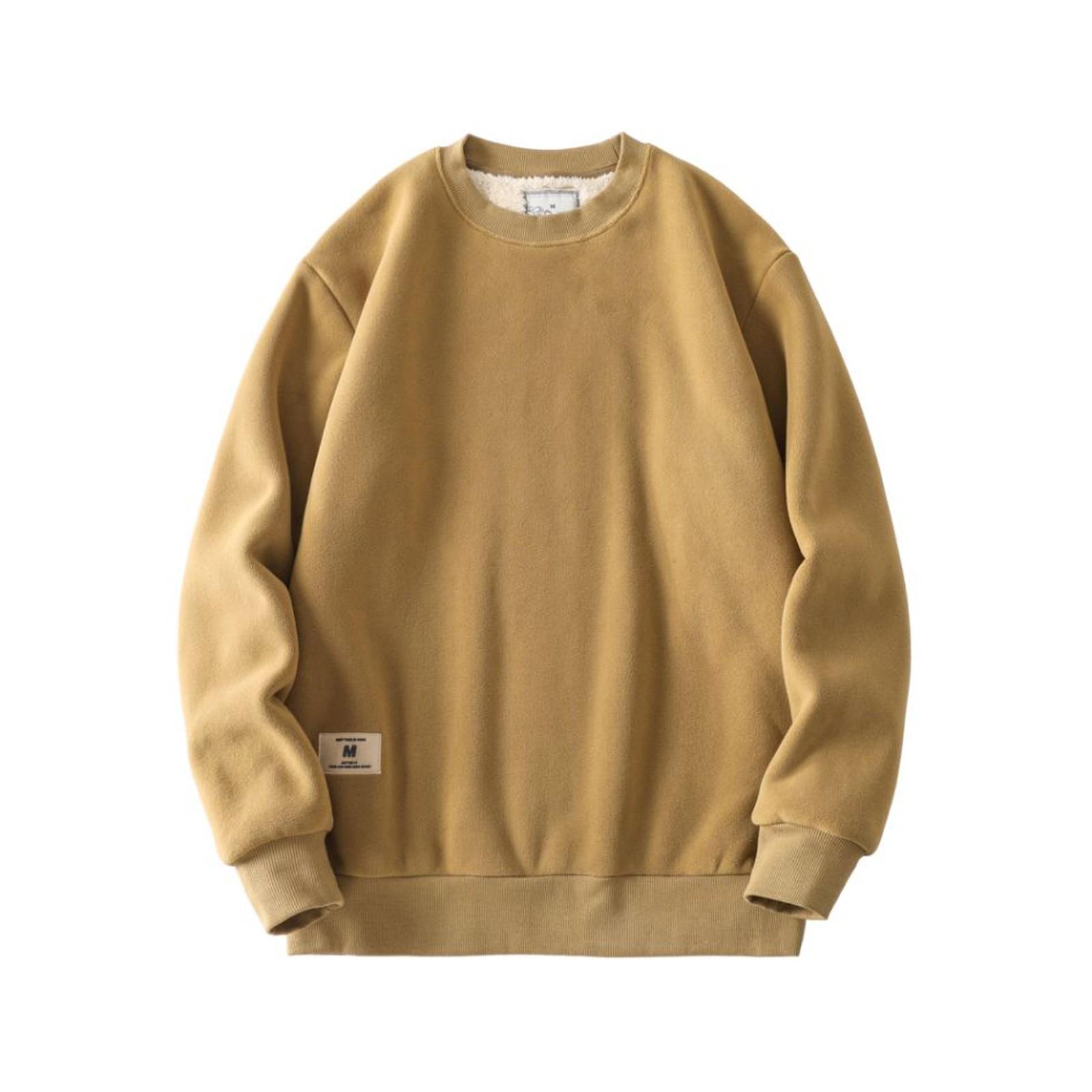 

Мужская повседневная модная теплая бархатная круглая горловина однотонная утолщенная толстовка из бархата XXL