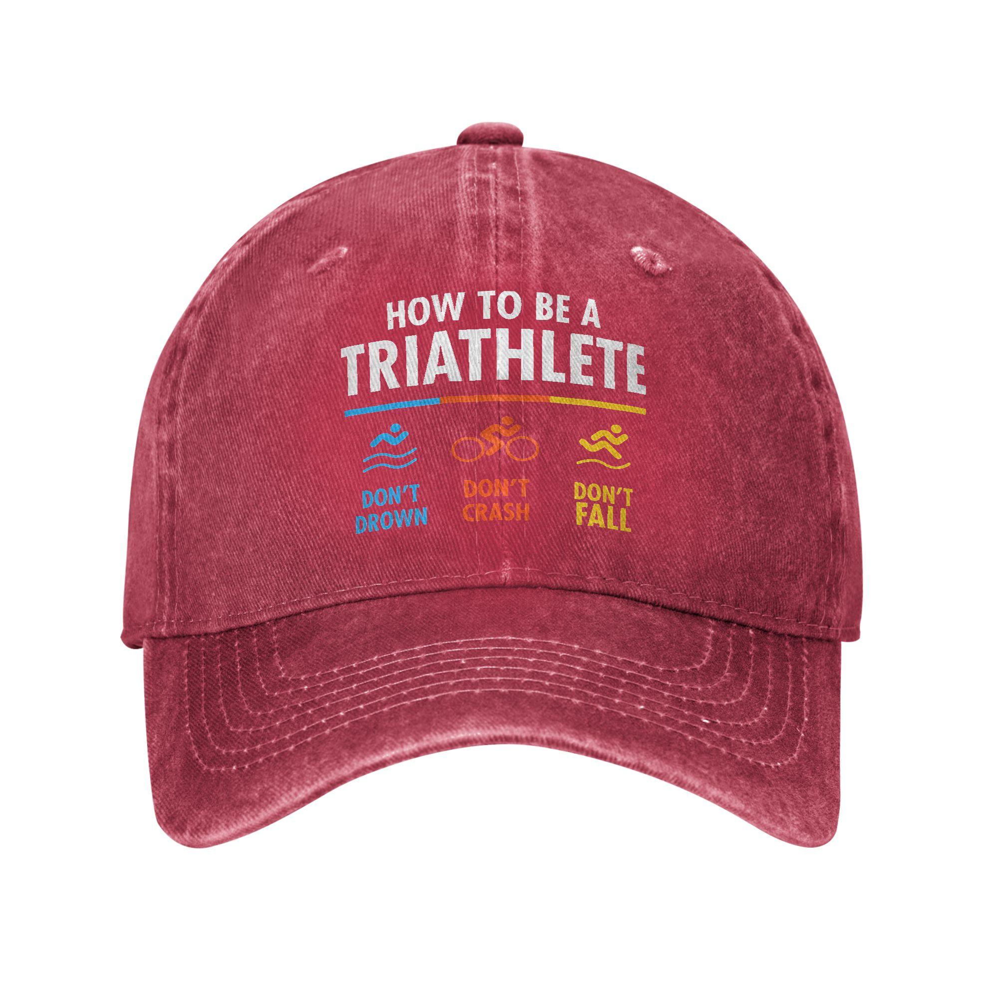 How to Triathlete Triathlon Funny Baseball Caps Merch for Unisex Women Running Swimming Bicycling Adjustable Trucker Hat Adjustable