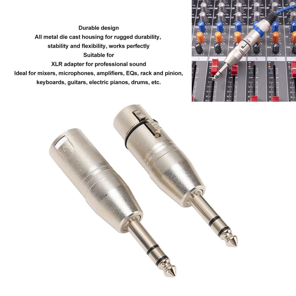 2Pcs TRS To XLR Adapter Set of 2 Balanced Sound Connector Stereo To XLR Connector