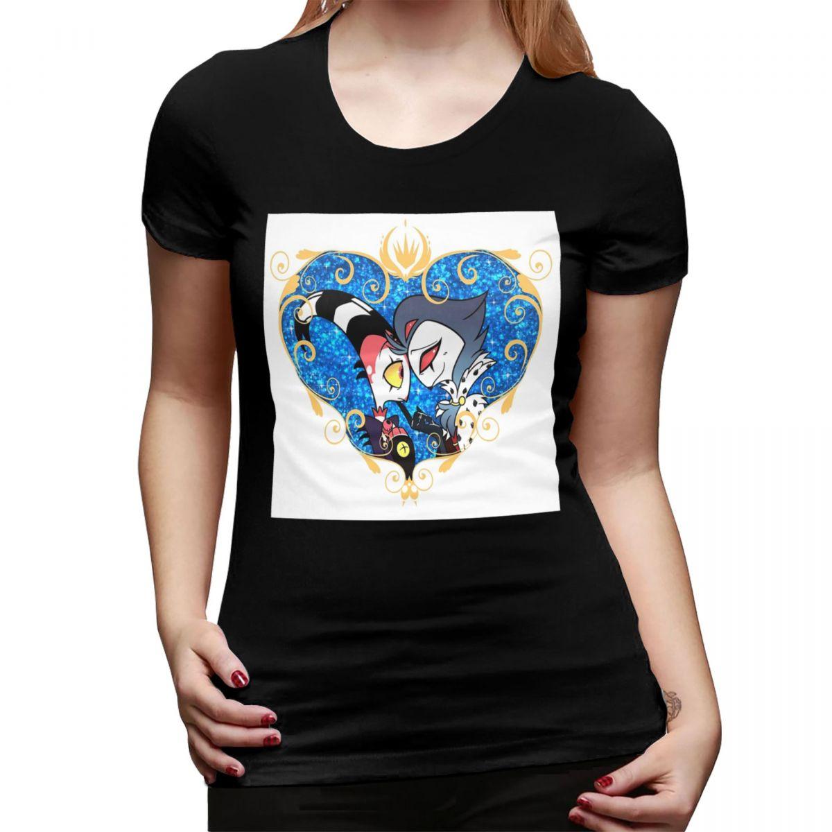 

Helluva Boss Stolas And Blitzo Heart Frame TShirt for Women ONeck Streetwear T Shirts Womens Short Sleeve Summer Clothes Tops 4XL