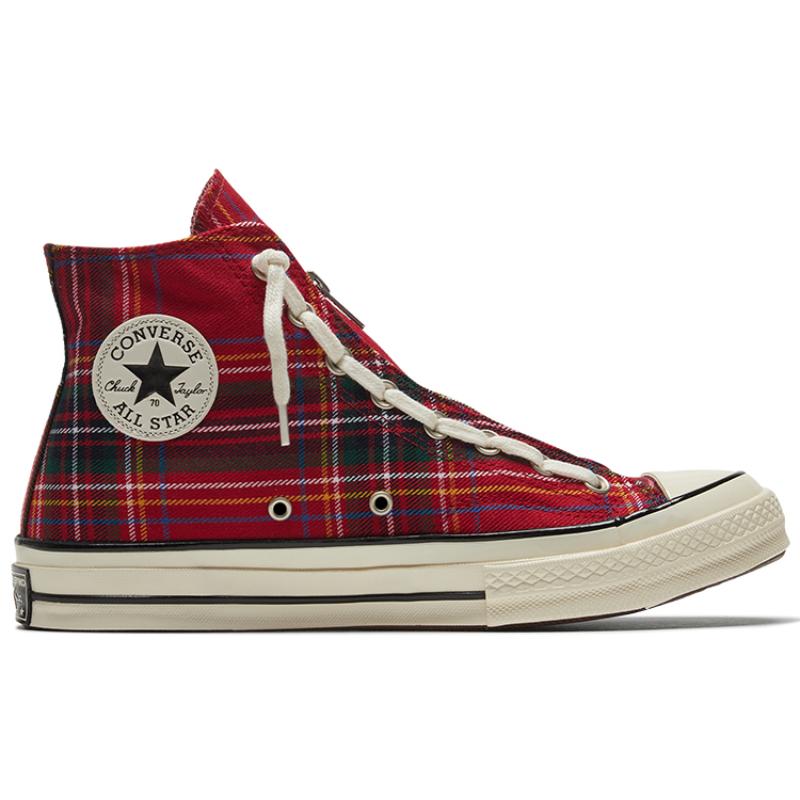 Converse Chuck Taylor All Star 1970s Zip Everyday Versatile High-Top Canvas Shoes Unisex Red Check