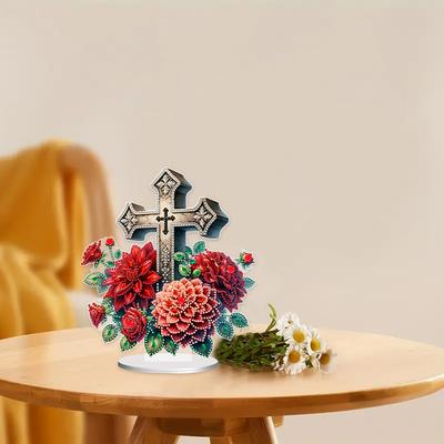 Acrylic Special Shape Cross Diamond Painting Tabletop Ornaments Kit Table Top Diamond Painting Ornament Kits Bedroom Table Decor