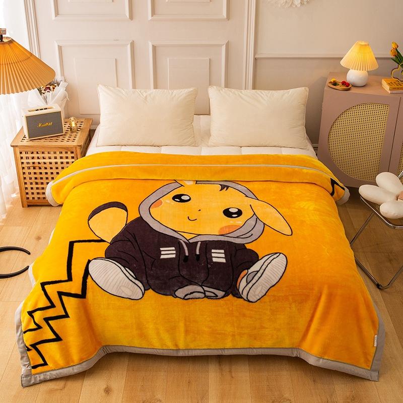 Double-Layer Thickened Fleece Blanket for Single or Double Use Autumn/Winter Cover Blanket
