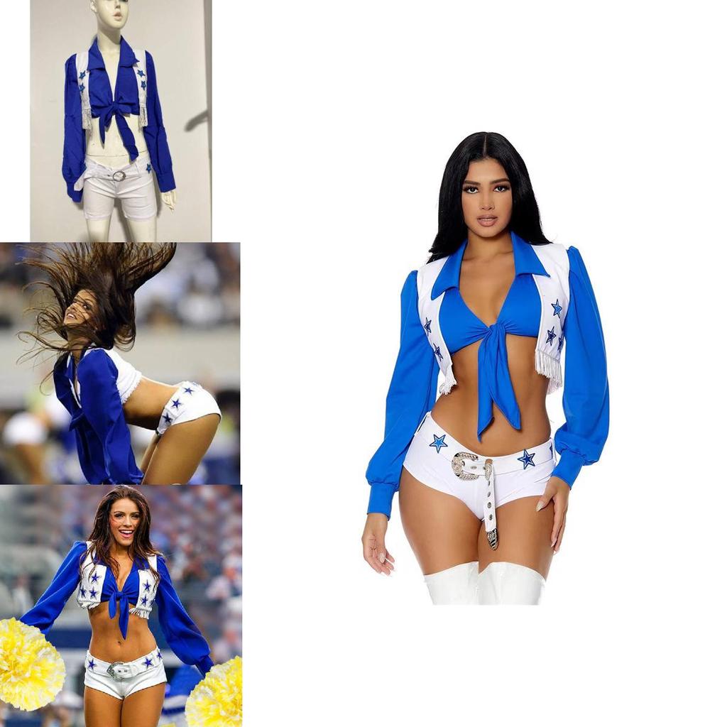 Trendy Adult Halloween Stage Costume Women's Cheerleader Outfit With Star Design