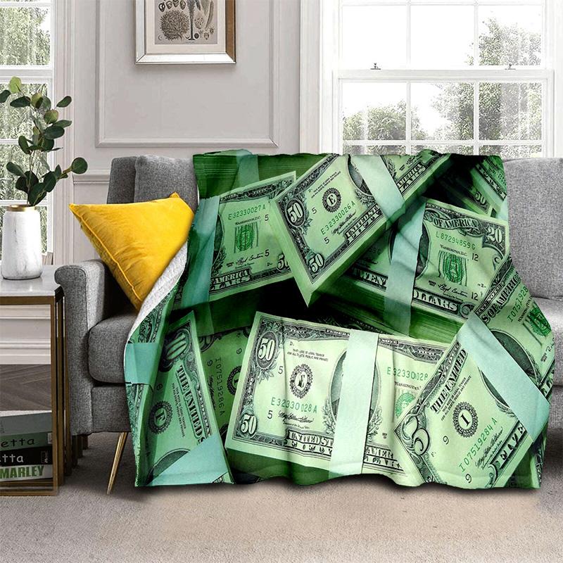Coperta Ricca con Motivo di Dollari Euro in 3D, Coperta Morbida da Lancio per Casa Camera da Letto Letto Divano Picnic Viaggio Ufficio Coperta Copertura Bambini
