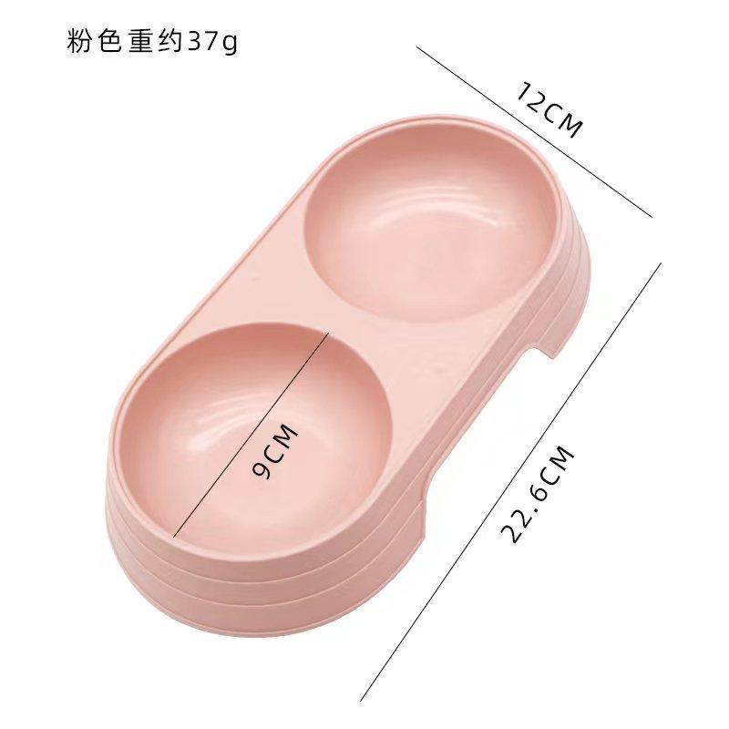 Pet Double Bowls Macaron Color Cat Dog Rice Bowl Food Basin Non-slip Thickened Household Drinking Water Two-in-one