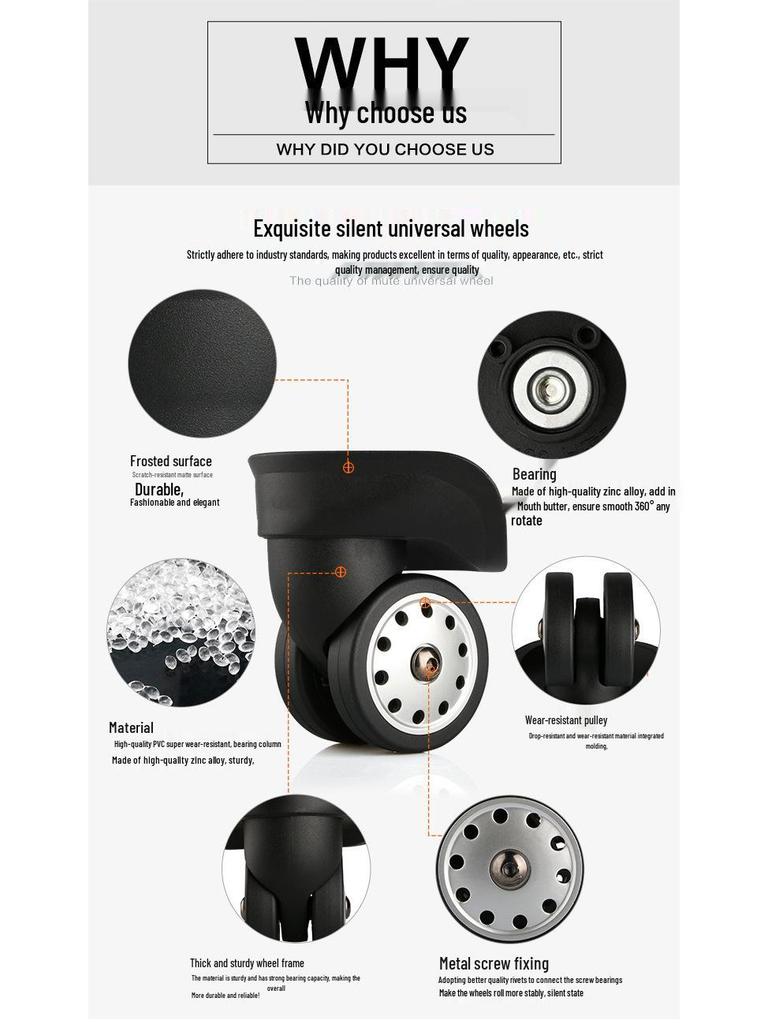 Universell hjulreparationssats för vagnar och resväskor med lösenord