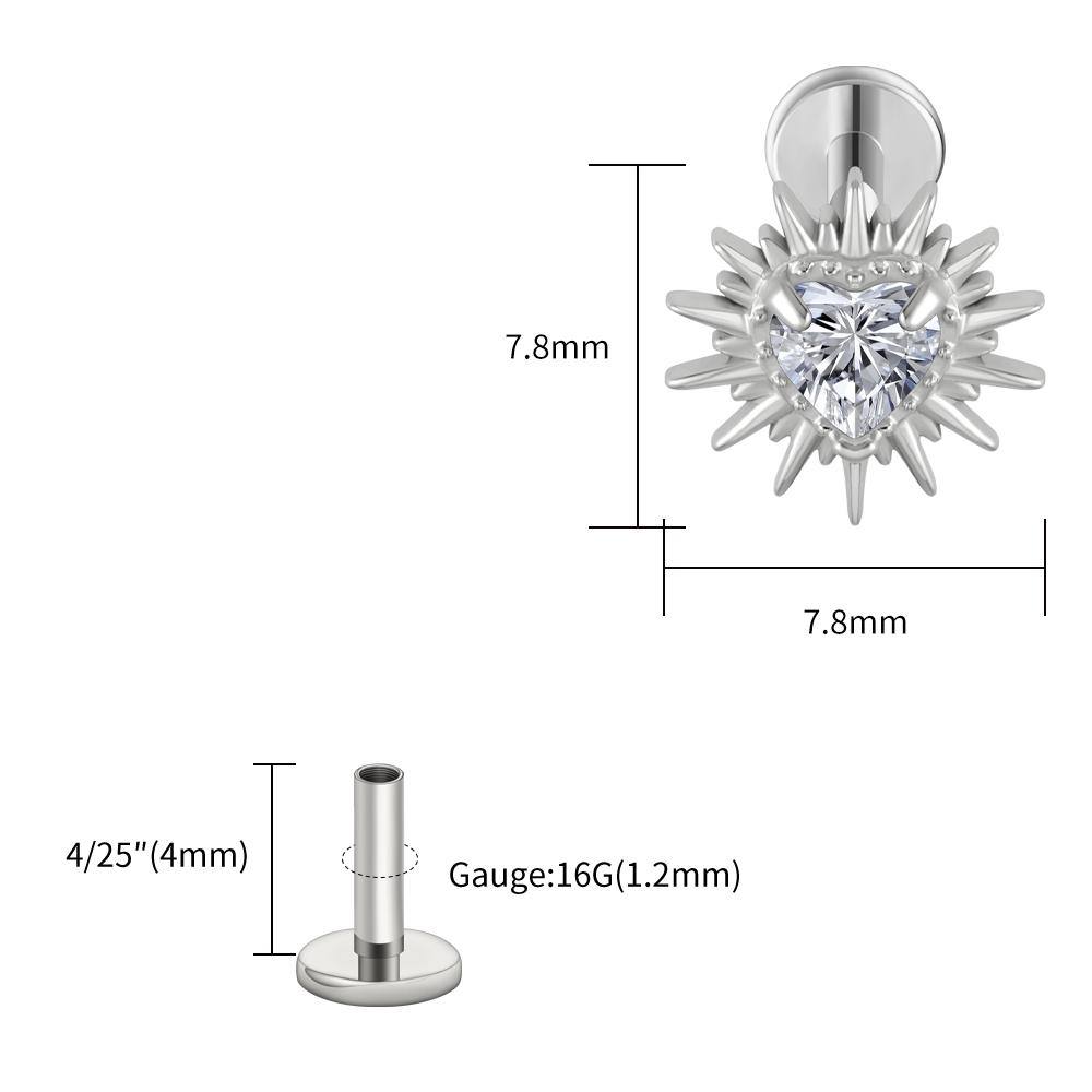 

Right Grand ASTM F136 Titanium Heartbreak Flat Back Labret Stud 16G Heart CZ Cartilage Earring Helix Tragus Piercing Jewelry Heart&Labret, Lip Piercing Jewelry&Body