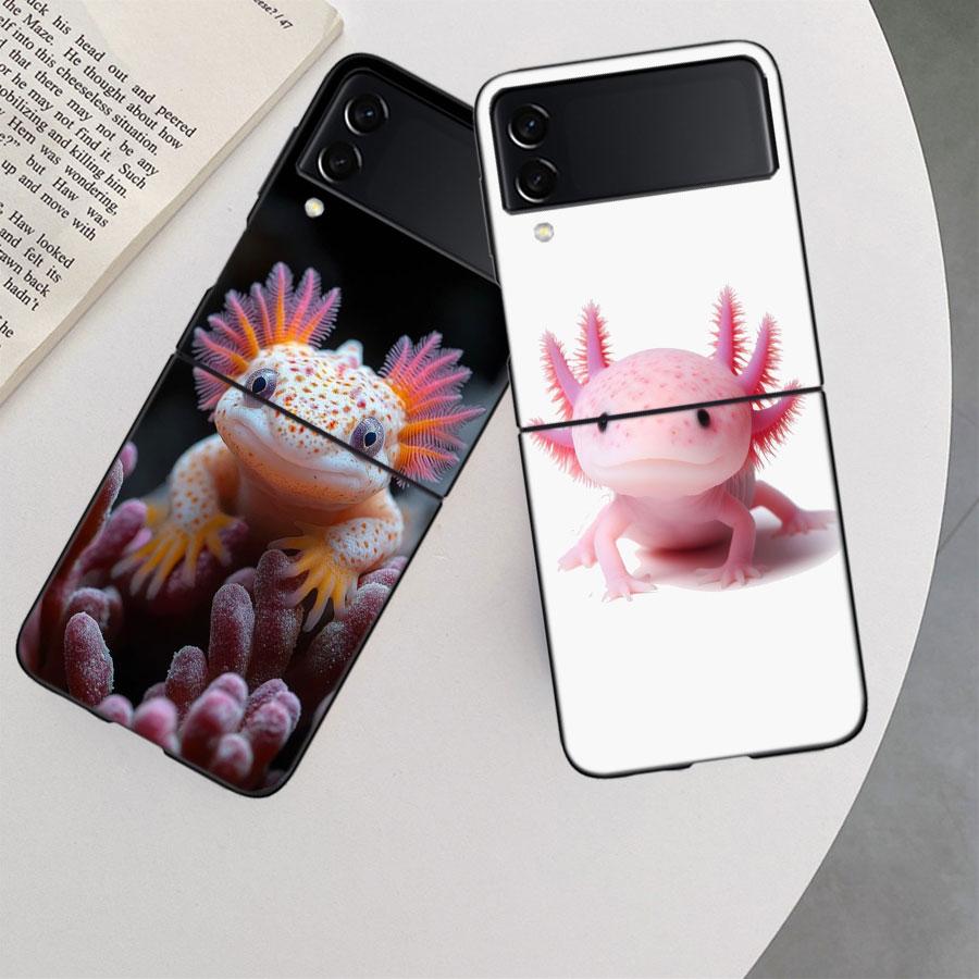 Smiling Salamander Phone Case For Samsung Z Flip 7 6 5G Galaxy Z Flip 5 4 3 Black Hard Cell Cover Luxury PC Shell Coque