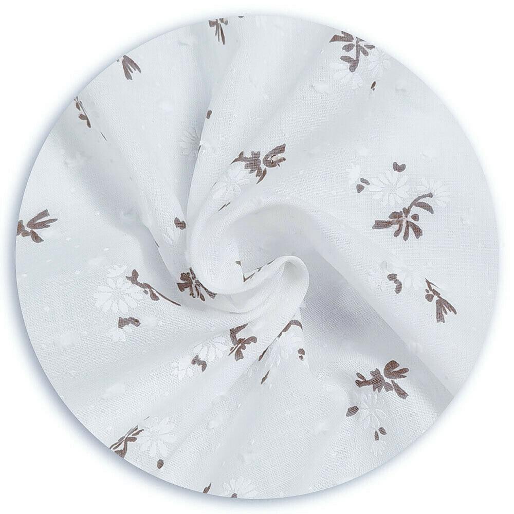 45x135CM Daisy Fresh Floral Bubble Printed Breathable Pure Cotton Fabric Diy Sewing Quilting Craft Girls Dress Skirt Clothing