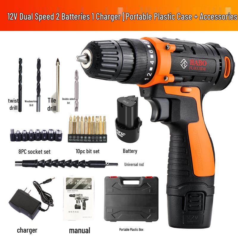 12V/25V Electric Screwdriver & Drill, Single/Double Speed, Multi-functional, Rechargeable, 16.8V Hand Tool
