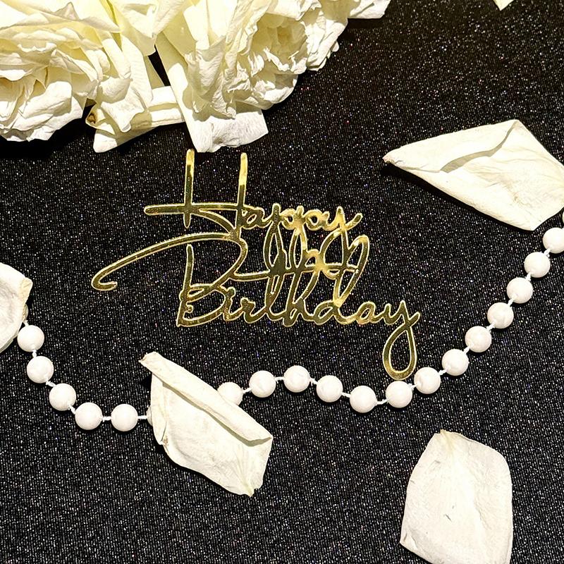 1 Stück Goldene Englische Buchstaben Acryl Kuchen Dekoration Geburtstagsfeier Dessert Zubehör