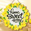 Front Door Wreath Sign,Wall Art Funny Supplies Ornament Wood Hanging Sign for Courtyard