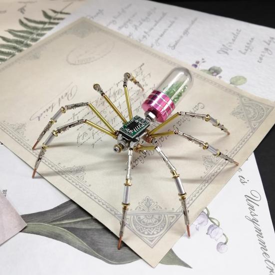 Model Păianjen Mecanic Steampunk Ornament Păianjen Metalic 3D Steampunk Kit Asamblare Păianjen Puzzle DIY Cadou Iubitor de Păianjeni Copii Adulți