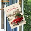 1pc a Double-Sided Garden Flag Featuring a Red Truck with Pine Branches And a Barn, Measuring Perfect for Winter And Christmas Outdoor Decoration