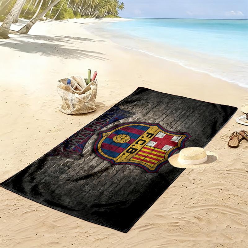 FC Barcelona Print Beach Towel, Large Soft Quick Dry Towel for Beach Camping Swimming
