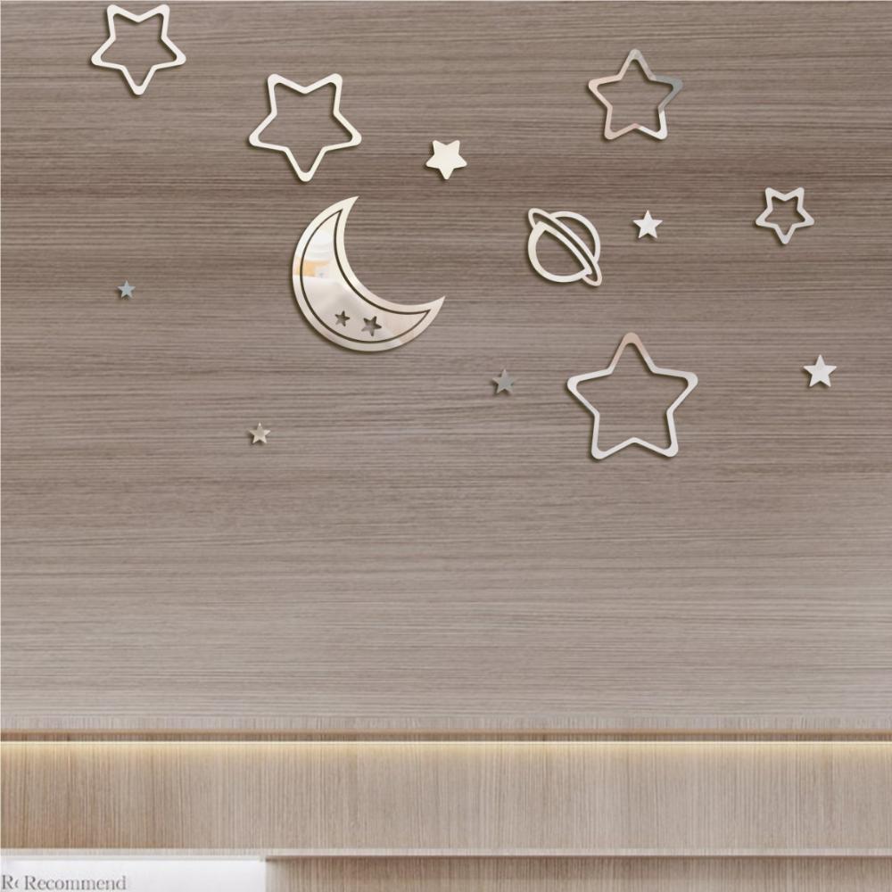 Acrylic Star, Moon And Planet Combination Wall Stickers For Living Rooms, Bedrooms And Children's Rooms, Self-adhesive Creative