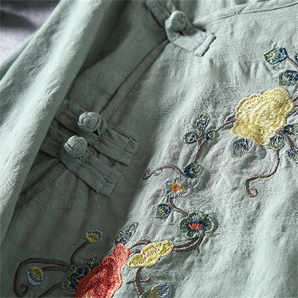 Elegant Summer Ethnic Style Embroidery Vintage Clothes Tops Shirts for Women Clothing Streetwear Casual