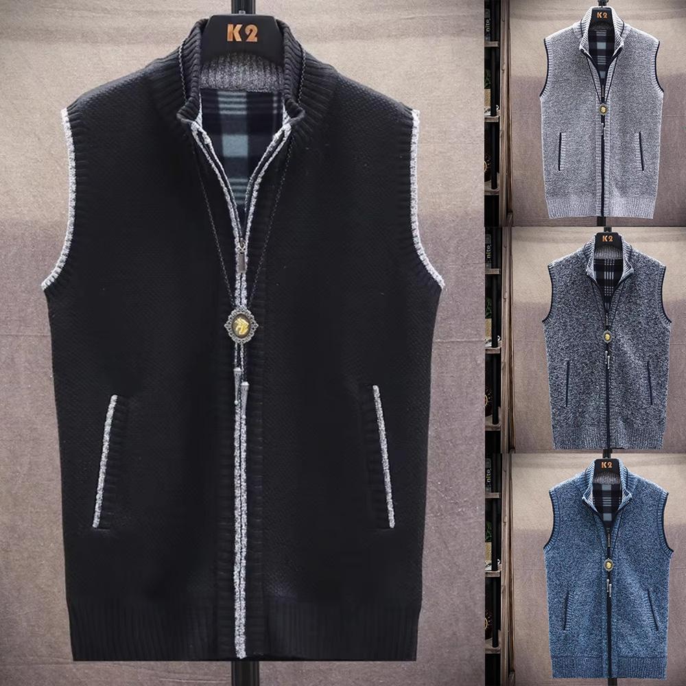 Men's Winter Sweater Cardigan Knitting Vest Thickened Zipper Jacket