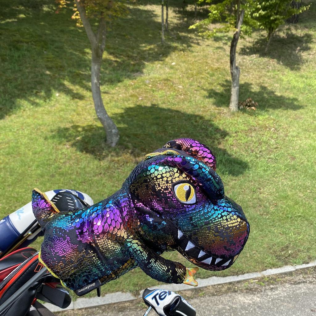 dinofactory Golf Headcover Dinosaur Driver Headcover T-Rex - (Sparkle Black)