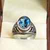 London Blue Topaz Oval Gemstone With 925 Sterling Silver Ring For Men's #B222 JL375675959367