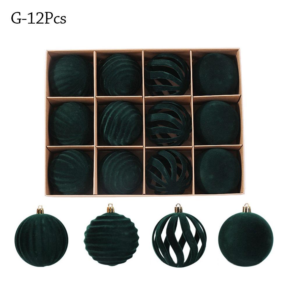 9/12/30 Pcs/set flannel Christmas Ball Set Hollow-out 6/8cm Xmas Tree Hanging Pendant Hanging Red Christmas Decorations