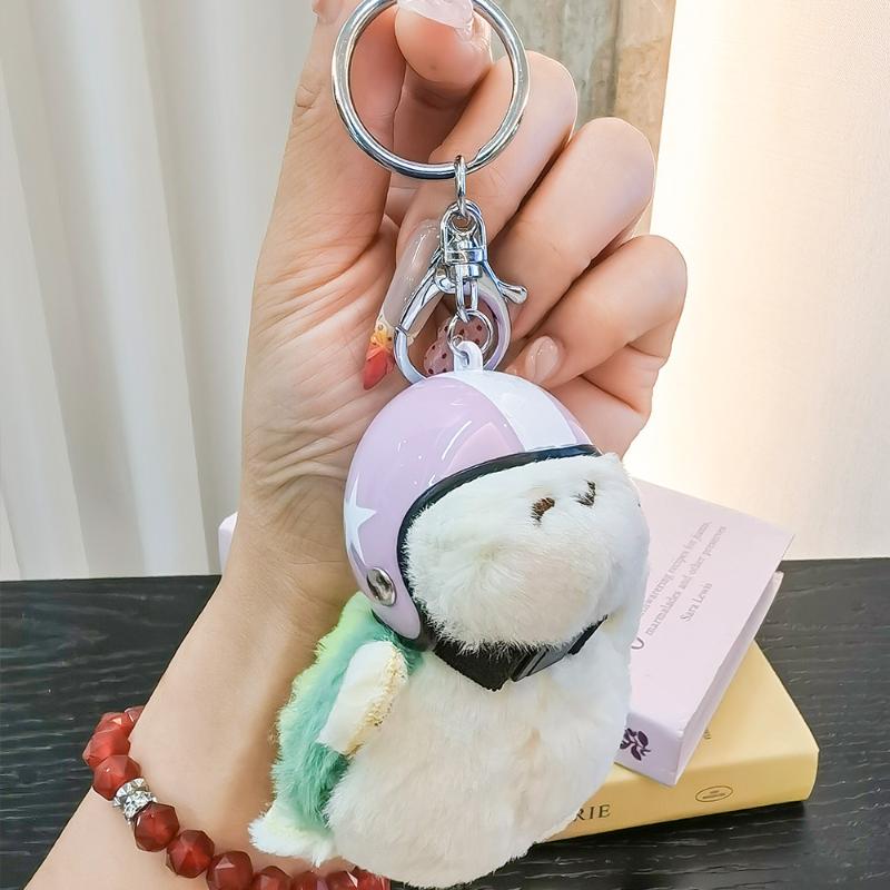 1Pcs Animal Ornament Car Exquisite Decoration Helmet Sea Turtle Keychain Purse Bag Charm Plush Pendant Keyholder
