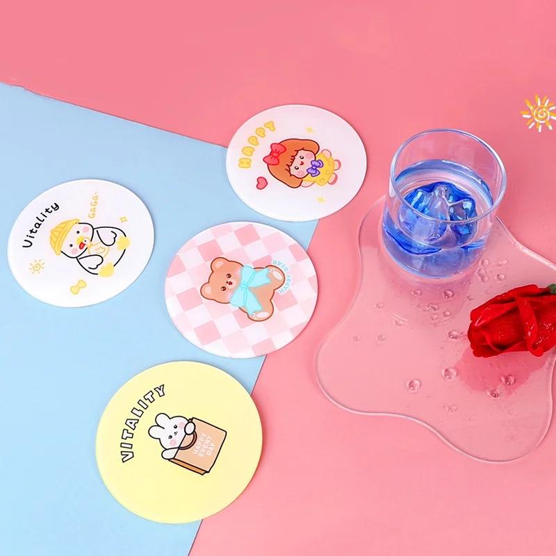 Acrylic Cartoon Coasters Anti-scald Heat Insulation Waterproof Tea Coaster Diy Decorative Photo Ornaments Table Glasses Holder