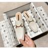 Leather Muller shoes flat bottom, spring and summer 2025 new bag head half slippers, wearing horse buckle without heel lazy shoes