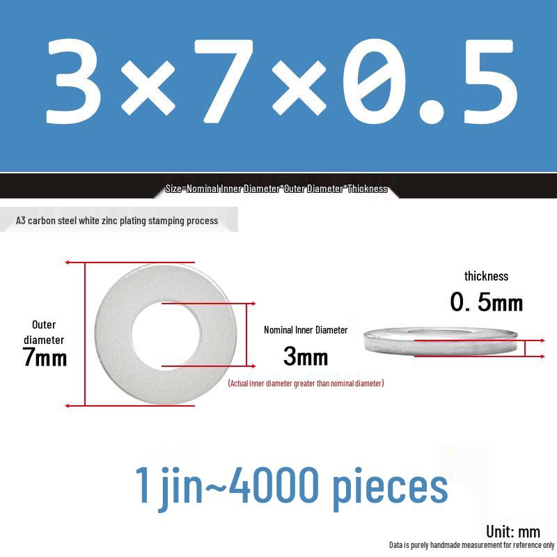 Extra Thick Galvanized Iron Flat Washer, Round, M3-M62