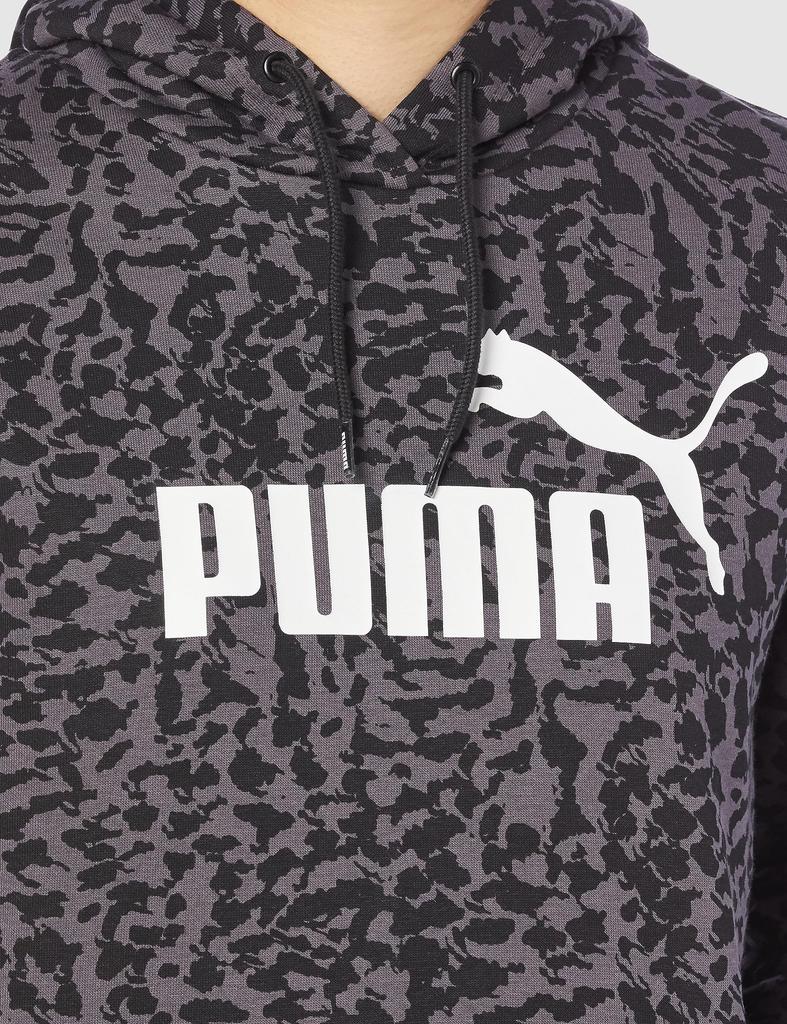 PUMA ANIMAL AOP Leopard Print Hoodie 2023 Black Size S ESS+ Sweatshirt, Women's, 678451, Fall/Winter Color, (01),