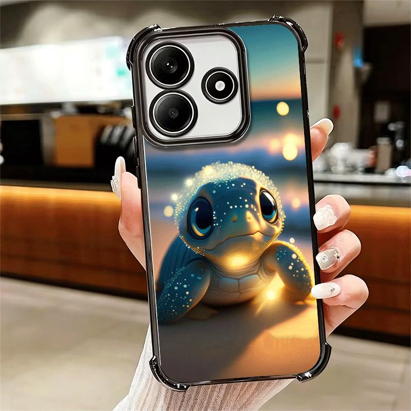 Cartoon Ocean Sea Turtle Plating Phone Case For Xiaomi Redmi Note 14 15 Pro Plus 13 12 11 11S 11T 10 9S 9 5G Anti-Fall Airabag C