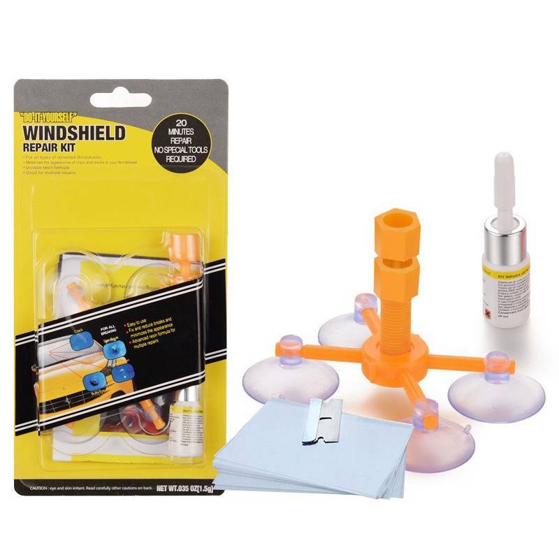 Car Glass Repair Kit With Uv Curing Light For Crack Fixing And Diy Restoration
