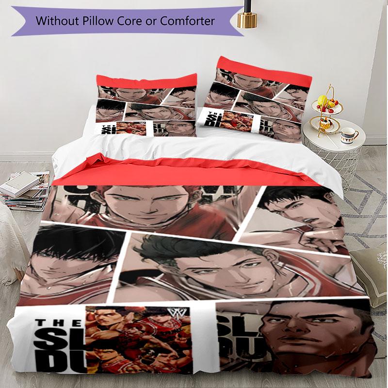 3pcs Duvet Cover Set (1*Duvet Cover + 2*Pillowcase, Without Core), SLAM DUNK Print Soft All‑Season Bedding Set, Home Bedroom Decor Gift