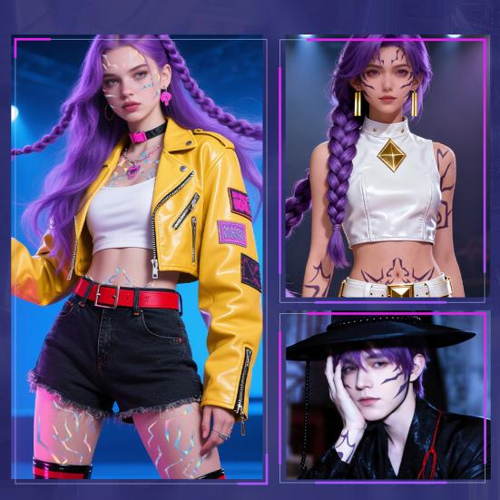 8 ark Anime Tatoveringsklistremerker Svettebestandige Vanntette Midlertidige Tatoveringer Full Dekning Kroppskunst for Cosplay Halloween Cosplay Festtilbehør