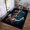 Marine Style Rug with Anchor Design and Rope Pattern, Dark Background Suitable for Use As an Anti-slip for Living Room Bedroom Sofas