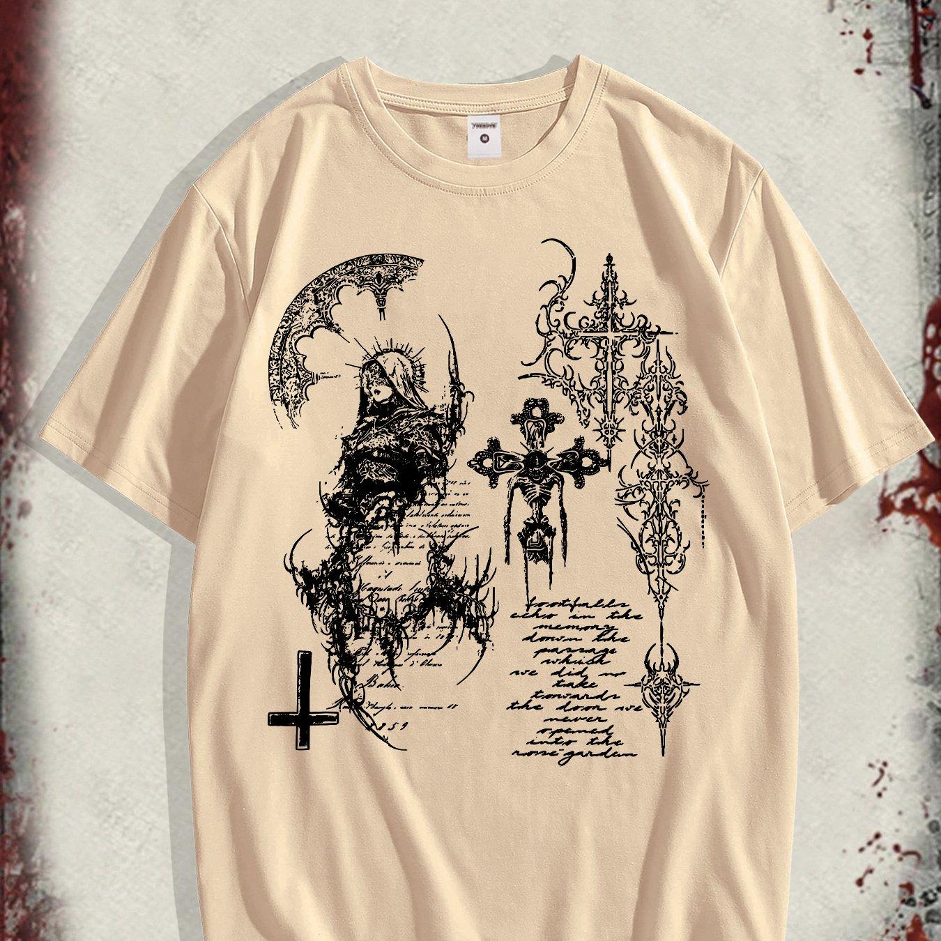 Men s High Street Hip-Hop Dark Style Printed T-Shirt, New Spring/Summer Collection L абрикосовый