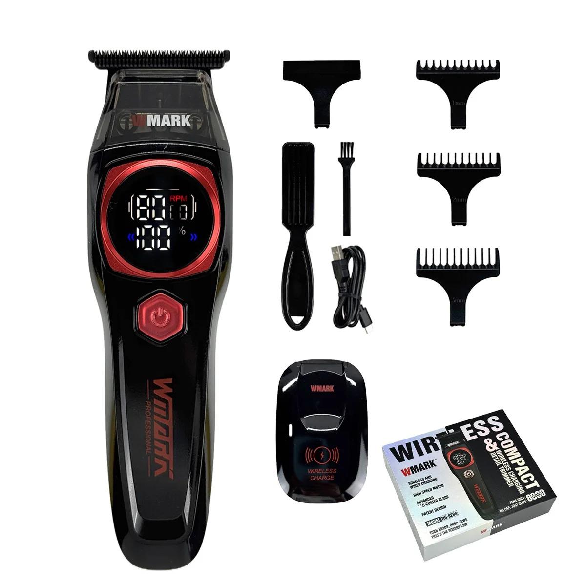 

WMARK Hair Trimmer Professional Hair Clipper Adjustable Haircut Machine Cordless Barber DLC Blade LED Trimmer for Men NG-8204 чёрный