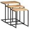 VidaXL Nesting Tables 3 pcs, Set of Stackable Coffee Tables, Sofa End Tables, Living Room Furniture, Modern, Solid Wood 372724