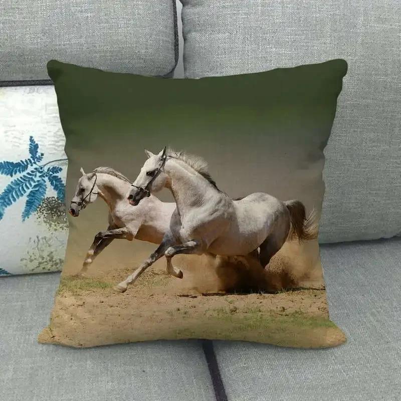Horse Print Cushion Covers Home Decoration Animal Pillow Cases  Sofa Seat Chair Throw Pillows Linen Pillowslip Car Accessories