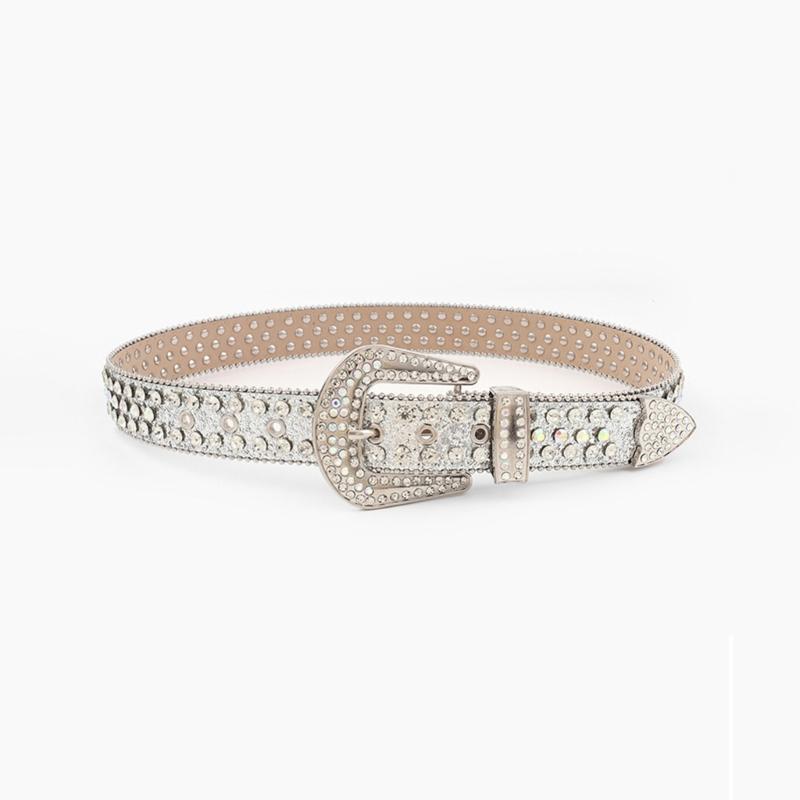 Elegant Rhinestones Belt For Women PU Leather Waistband With Adjustable Length And Sparkling Design