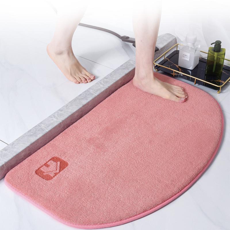 Luxurious Semi-Circular Memory Foam Bath Mat, Ultra Absorbent Bathroom Mat Anti-Slip Toilet Rug