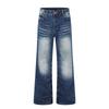 High Street Style Denim Jeans Men Women Washed Cat Whisker Lightning Slim Flared Vintage