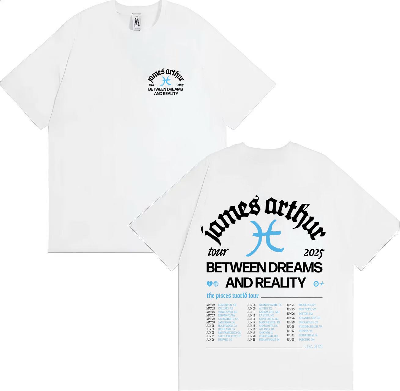 Футболка певца Джеймса Артура The Pisces World Tour Поп-музыка Y2K Повседневная Мужская Женская Футболка с коротким рукавом Высококачественные Свободные Топы S