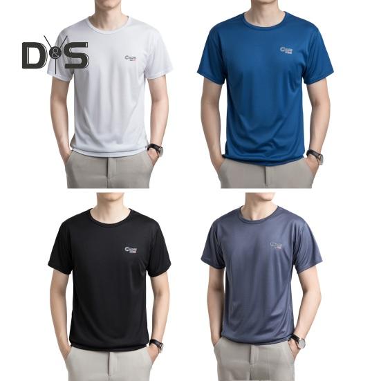 Summer Men T-shirt Mesh Thin Quick-drying Round Neck Short Sleeves O Neck Pure Color Stretchy Sport Daily Wear Top