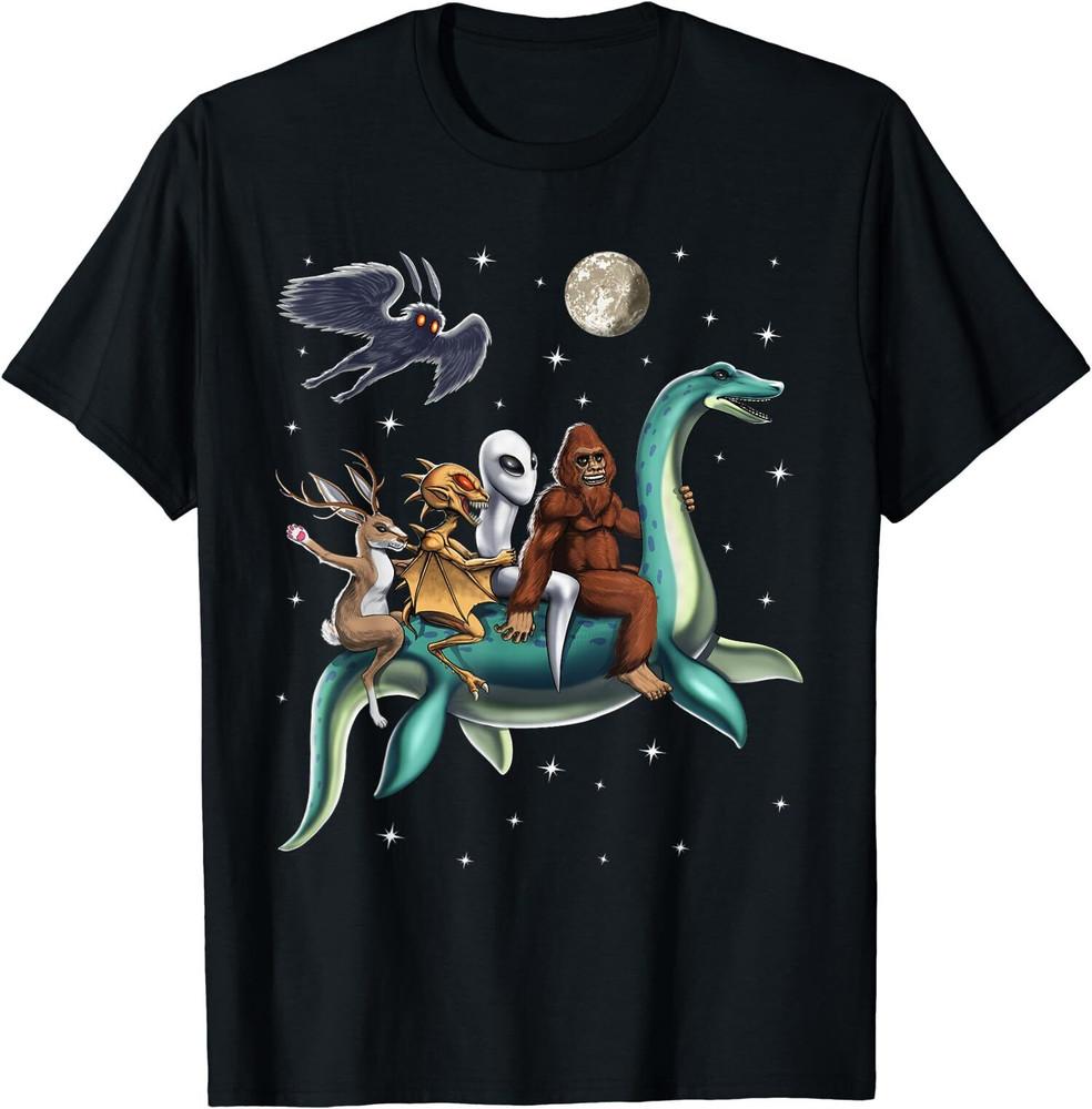 

Cryptid Bigfoot Jackalope Mothman Loch Ness Monster T-Shirt Unisex T-Shirt XXXXL