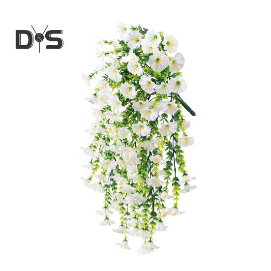 

Искусственные подвесные цветы петунии, устойчивые к ультрафиолетовому излучению, искусственные растения для улицы, искусственная полосатая петуния, весенне-летний декор для дома, каминной двери, крыльца, патио белый