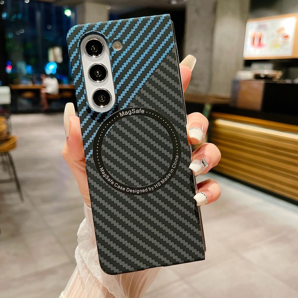 

Магнитный чехол с текстурой под карбон для Samsung Galaxy Z Fold 7 6 5 4 3 5G, тонкий, противоударный, защитная крышка Galaxy Z Fold5