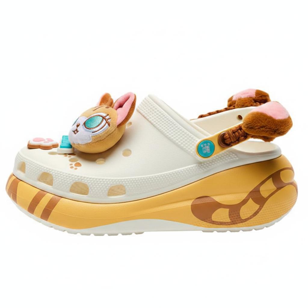 Crocs X Molly EVA Big Ear Cat Puff Clogs Unisex Clogs Yellow Brown 212963 36-37
